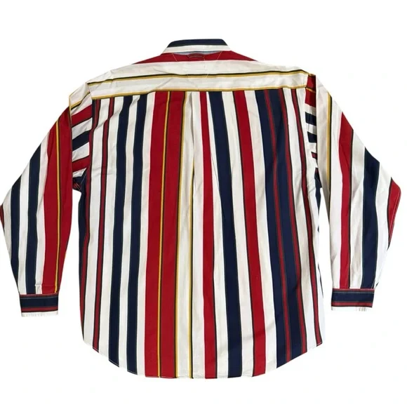 Tommy Hilfiger Vintage 90s Striped Button Down Shirt XL Crest Logo - Picture 7 of 12